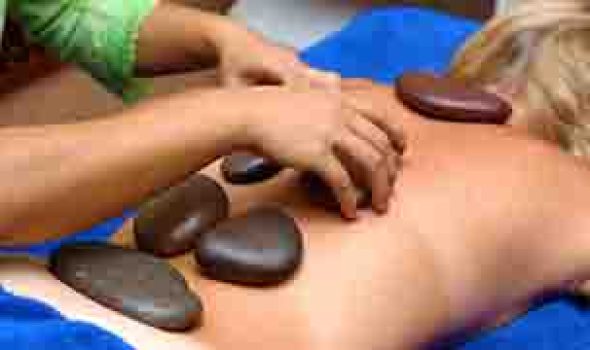 special volcanic stone massage session at a spa center